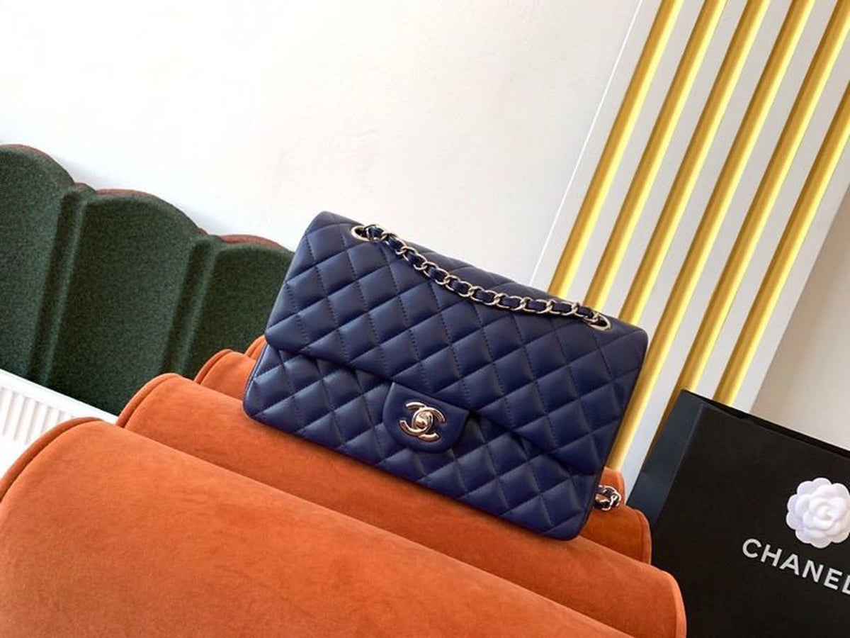 Chanel Classic Flap Bag Silver Hardware Lambskin Leather Spring/Summer Collection Navy Blue – product image 1