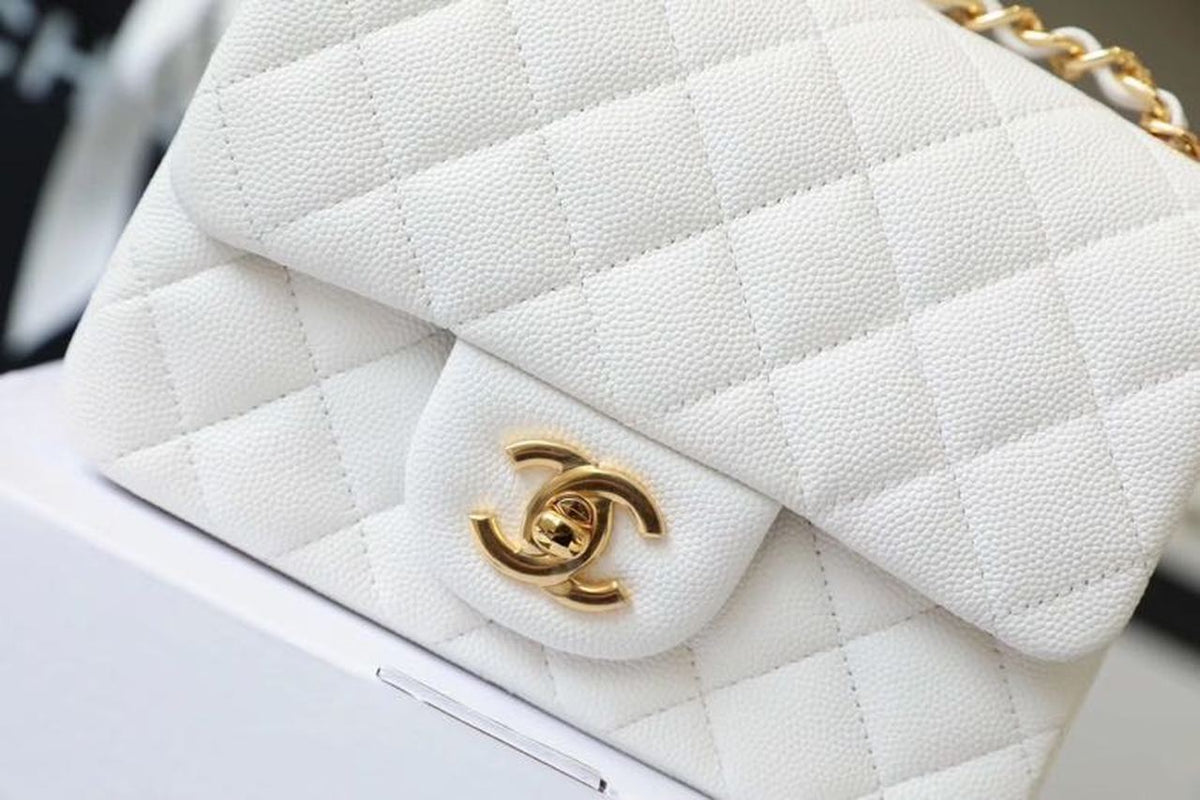 Chanel Classic Mini Flap Bag 17cm Gold Hardware Caviar Leather Spring/Summer Collection White – product image 7