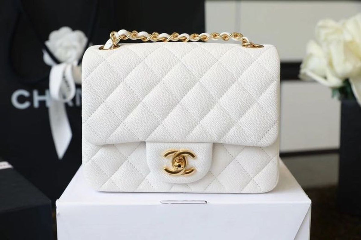 Chanel Classic Mini Flap Bag 17cm Gold Hardware Caviar Leather Spring/Summer Collection White – product image 1