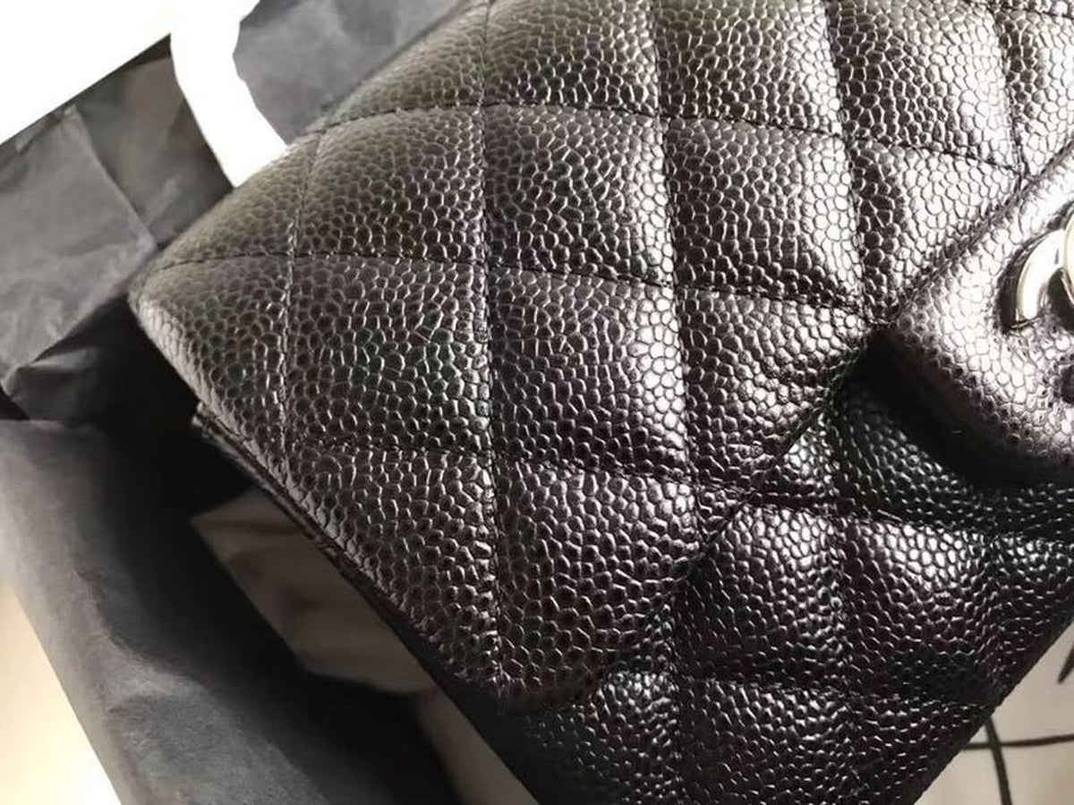 Chanel Classic Flap Bag 20cm Silver Hardware Caviar Leather Spring/Summer Collection Black – product image 6