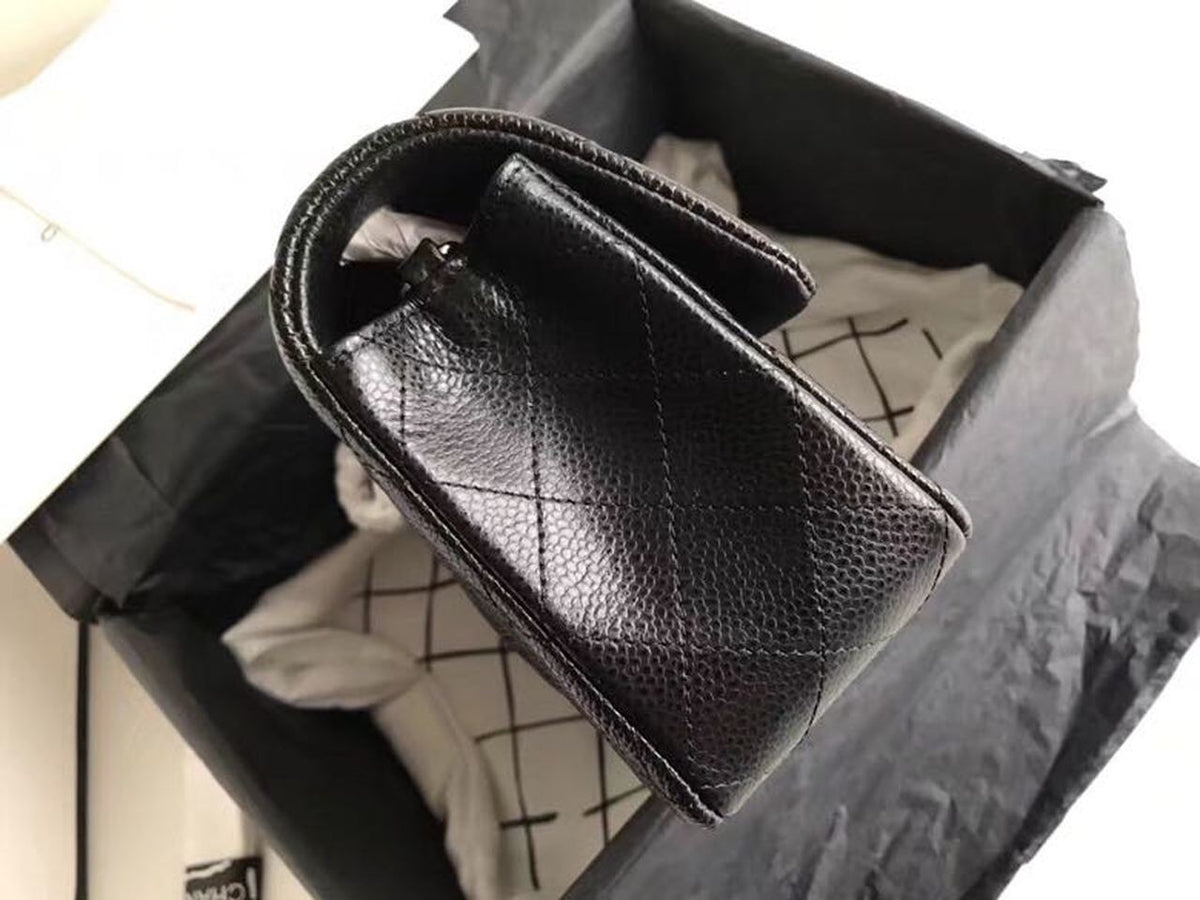 Chanel Classic Flap Bag 20cm Silver Hardware Caviar Leather Spring/Summer Collection Black – product image 4