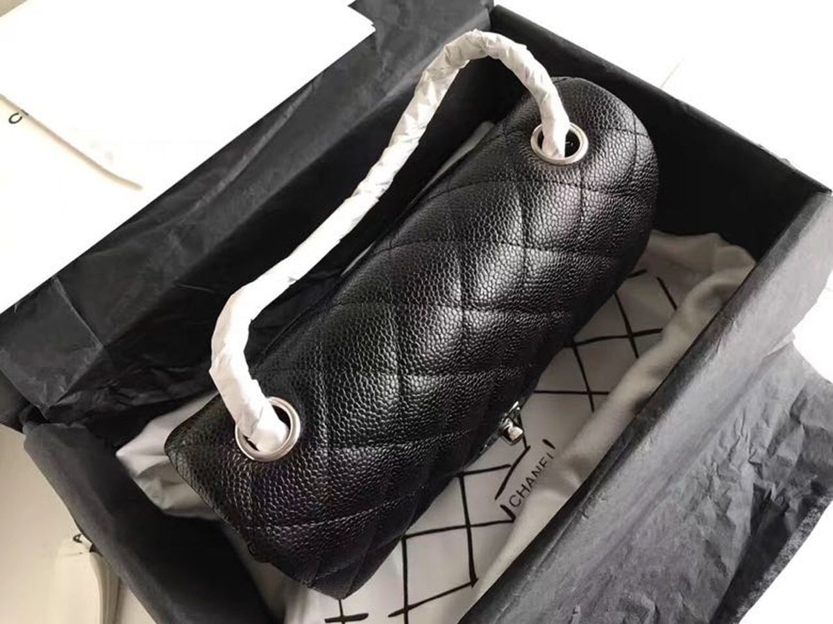 Chanel Classic Flap Bag 20cm Silver Hardware Caviar Leather Spring/Summer Collection Black – product image 5