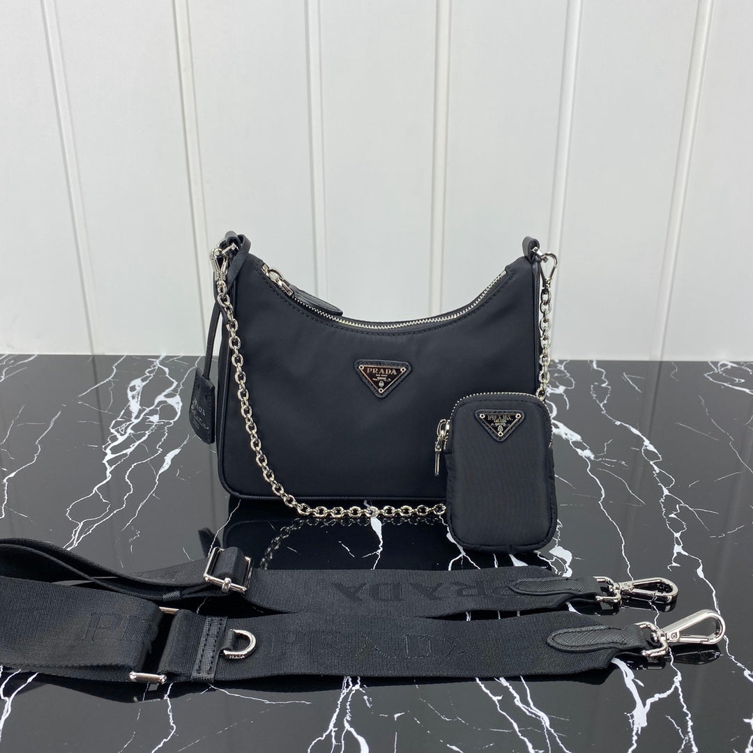 Pra Hobo 22 Bag in Black Re-nylon