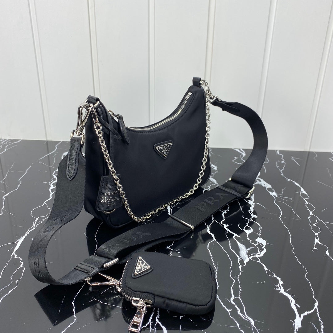 Pra Hobo 22 Bag in Black Re-nylon