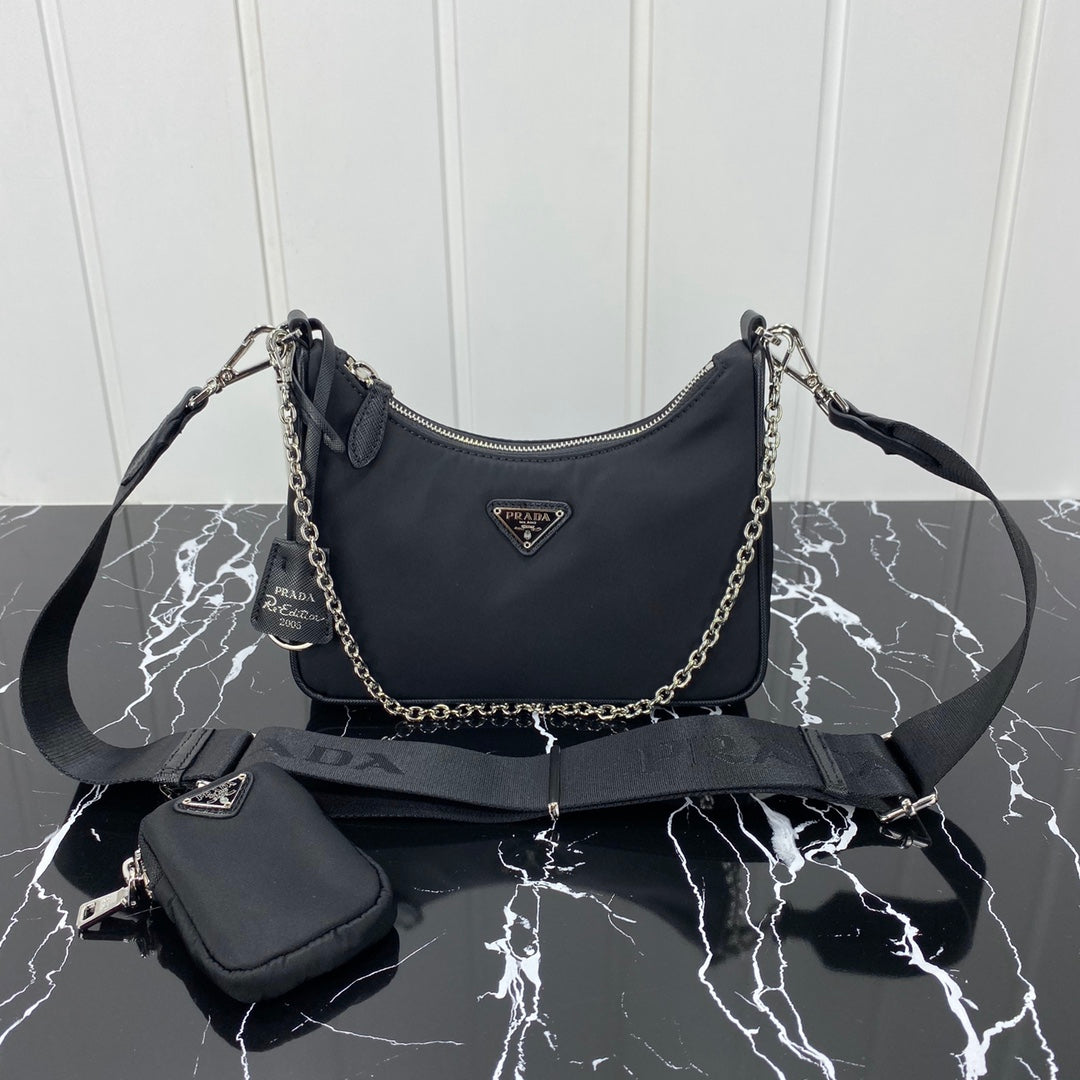 Pra Hobo 22 Bag in Black Re-nylon