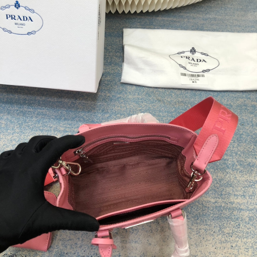 Pra Mini 23 Bag in Petal Pink Saffiano Leather