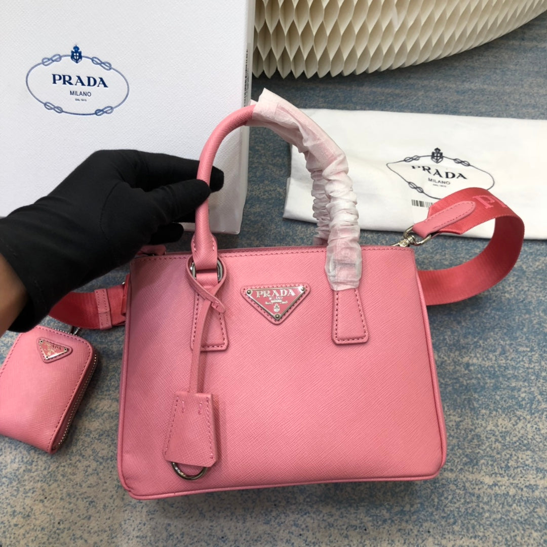 Pra Mini 23 Bag in Petal Pink Saffiano Leather