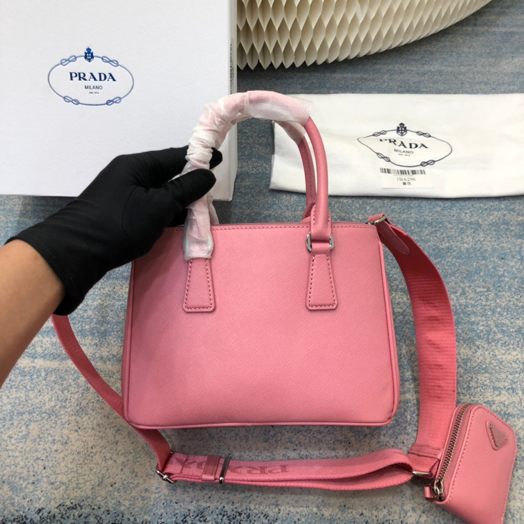 Pra Mini 23 Bag in Petal Pink Saffiano Leather