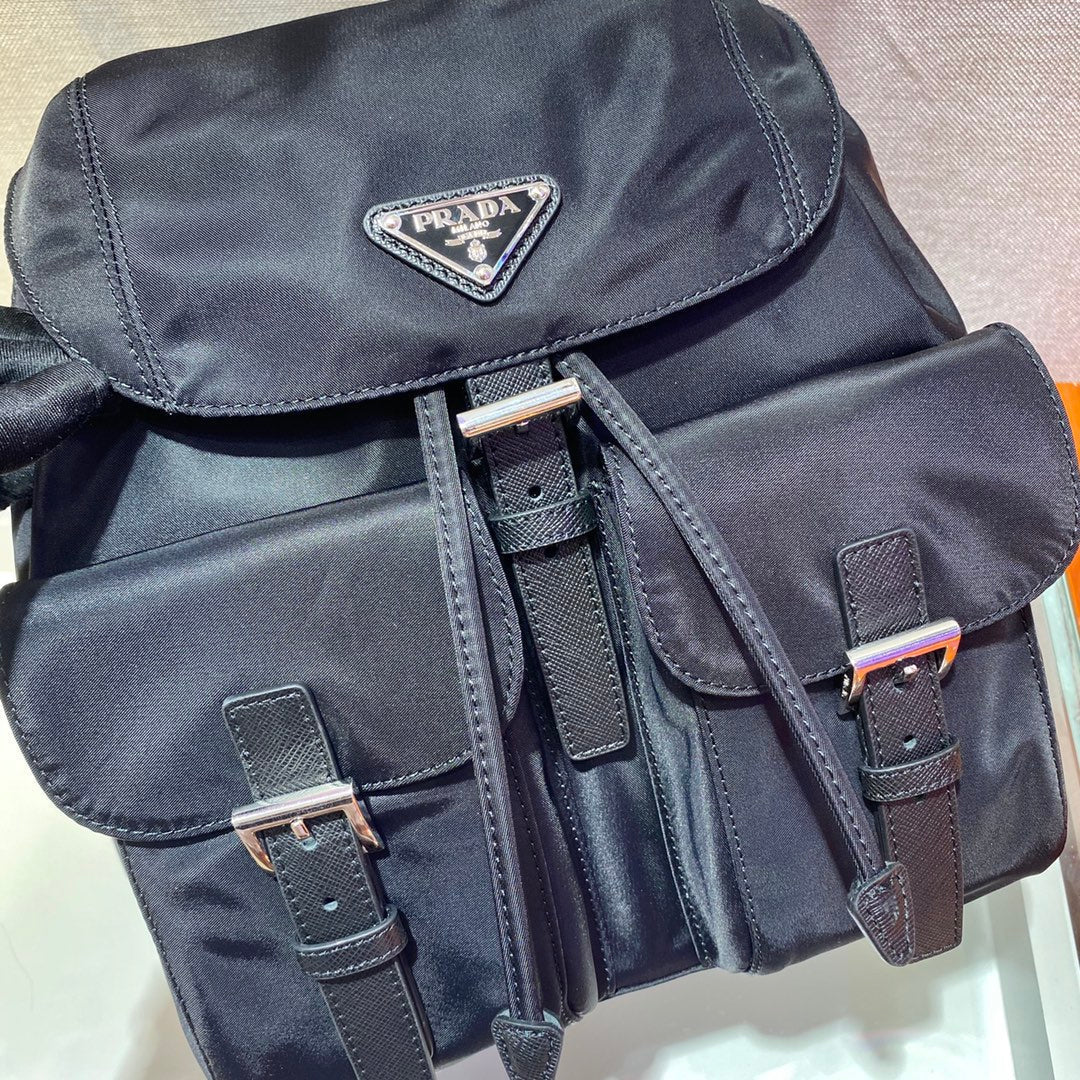 Small Backpack 28 in Black Parachute Fabric
