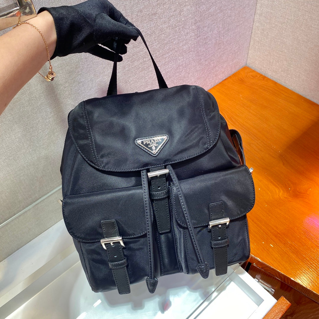 Small Backpack 28 in Black Parachute Fabric