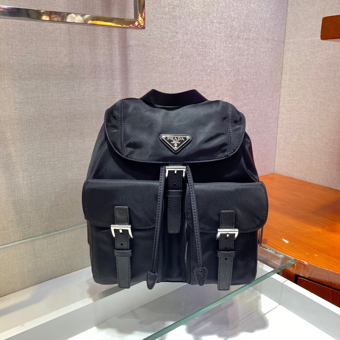 Small Backpack 28 in Black Parachute Fabric