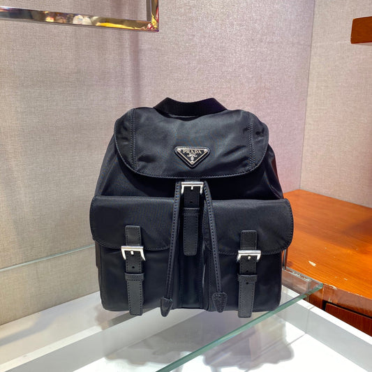 Small Backpack 28 in Black Parachute Fabric
