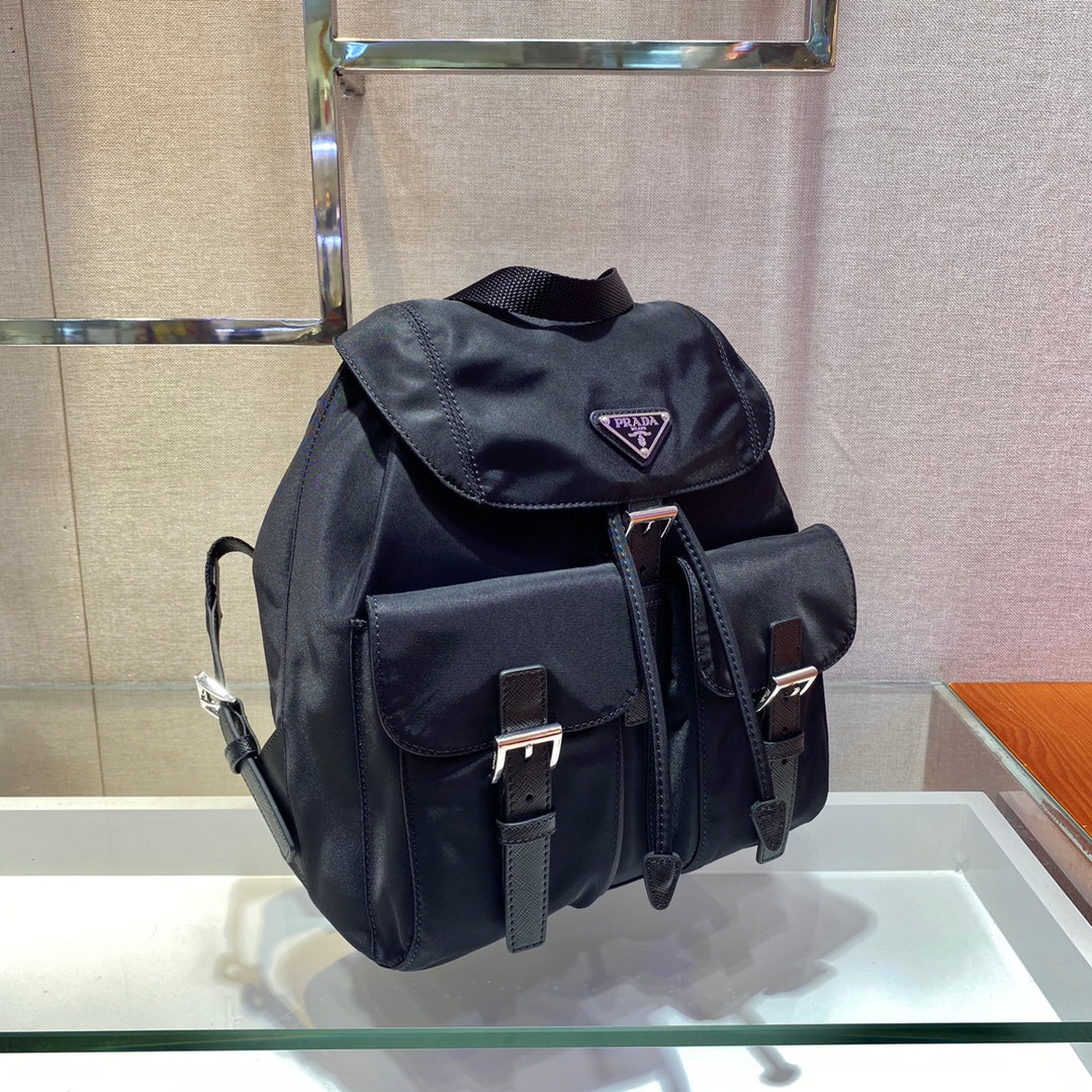 Small Backpack 28 in Black Parachute Fabric