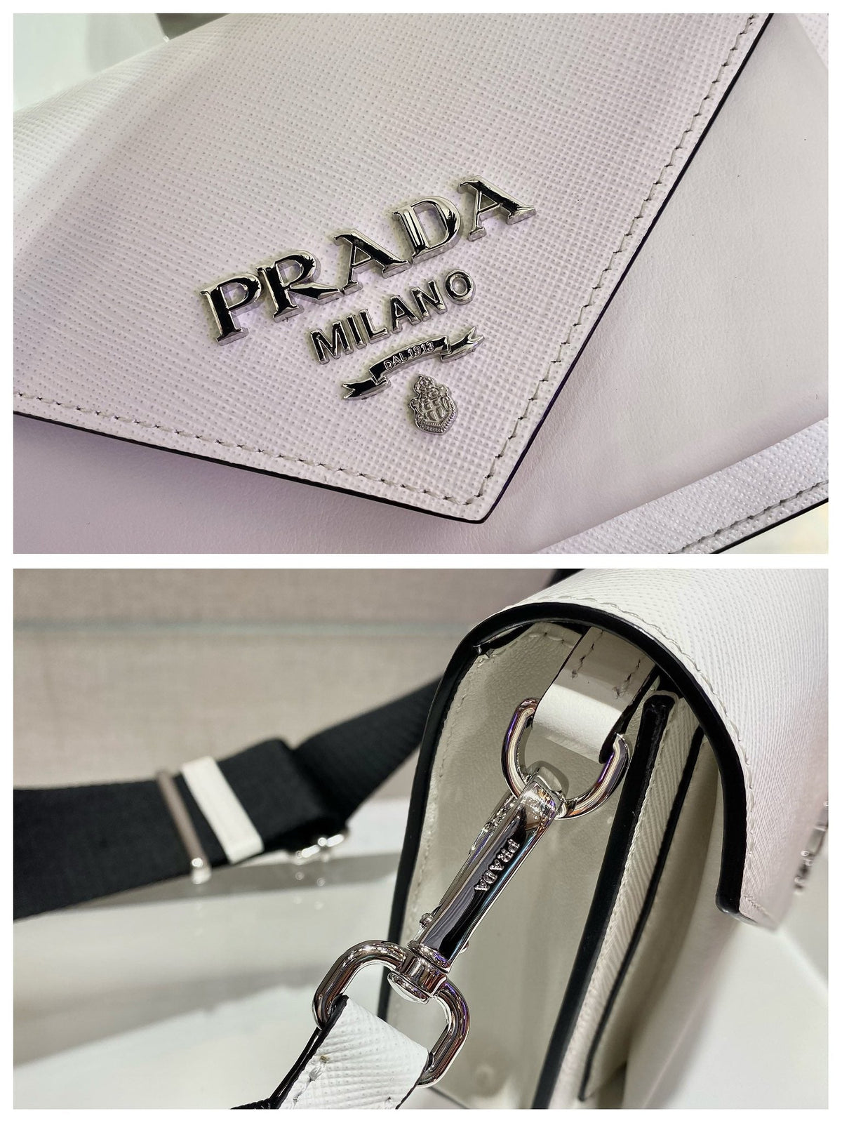 Envelope Flap Bag 20 in White Saffiano Leather