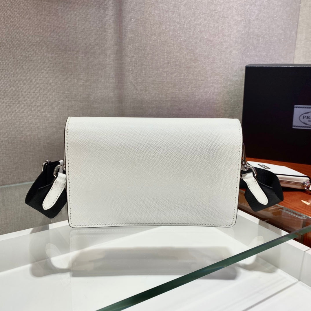 Envelope Flap Bag 20 in White Saffiano Leather