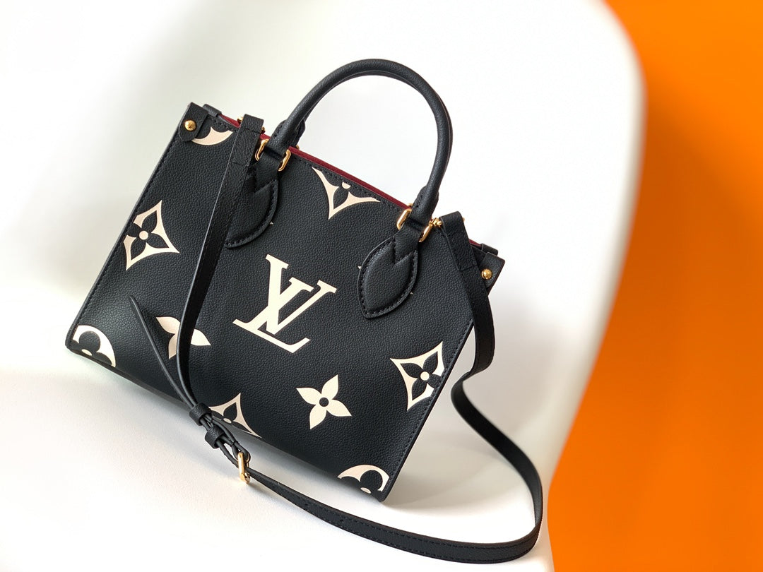Onthego Tote 25 in Black and Monogram Empreinte