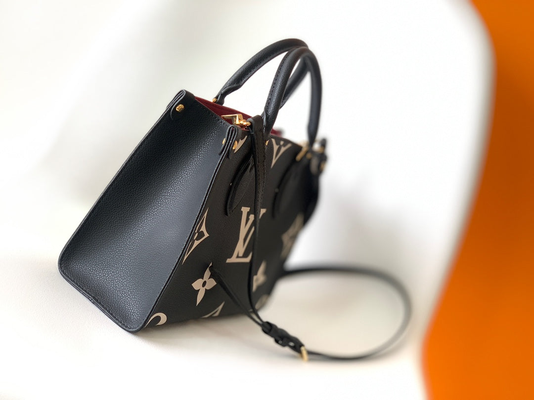Onthego Tote 25 in Black and Monogram Empreinte