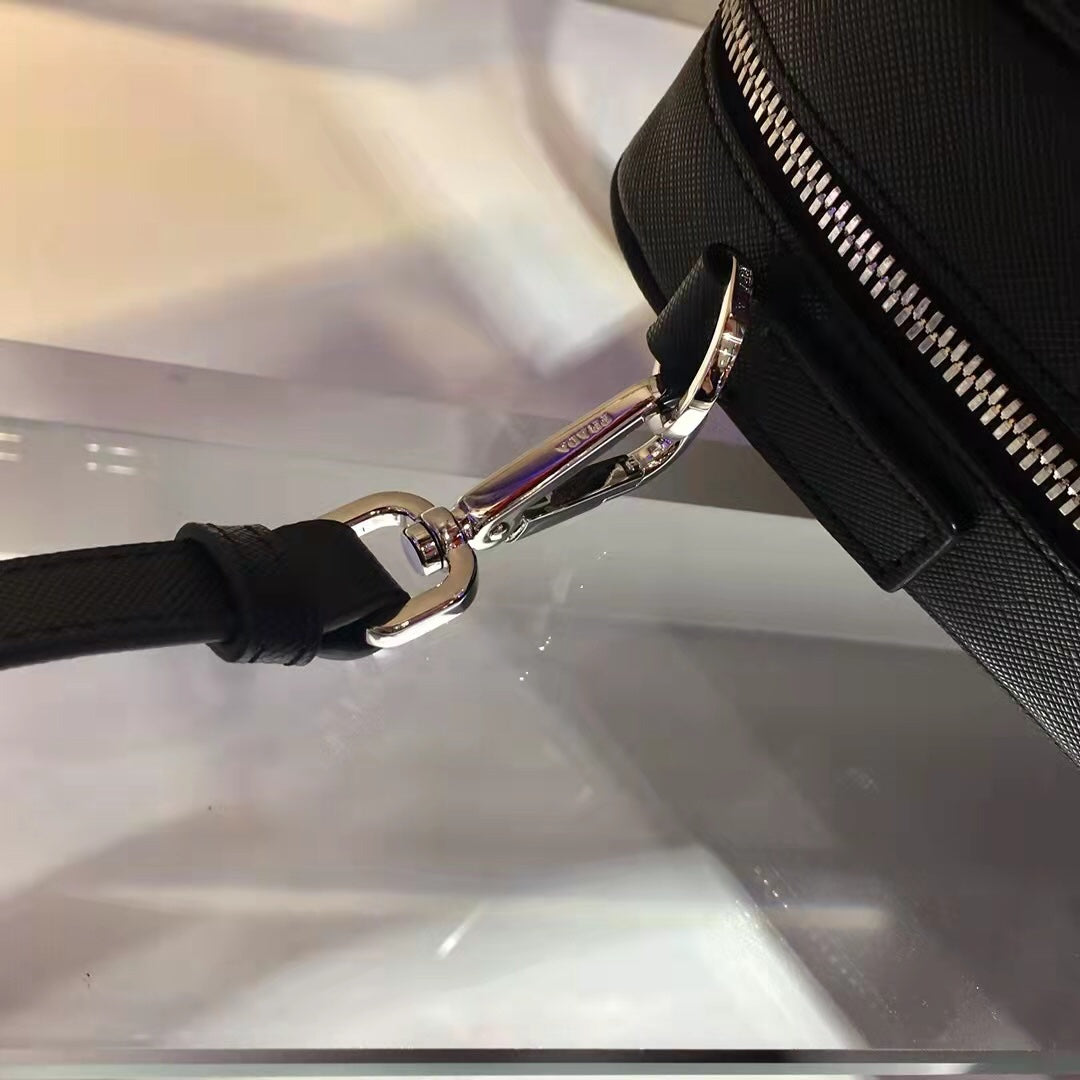 Pra 38 Briefcase in Black Saffiano Leather
