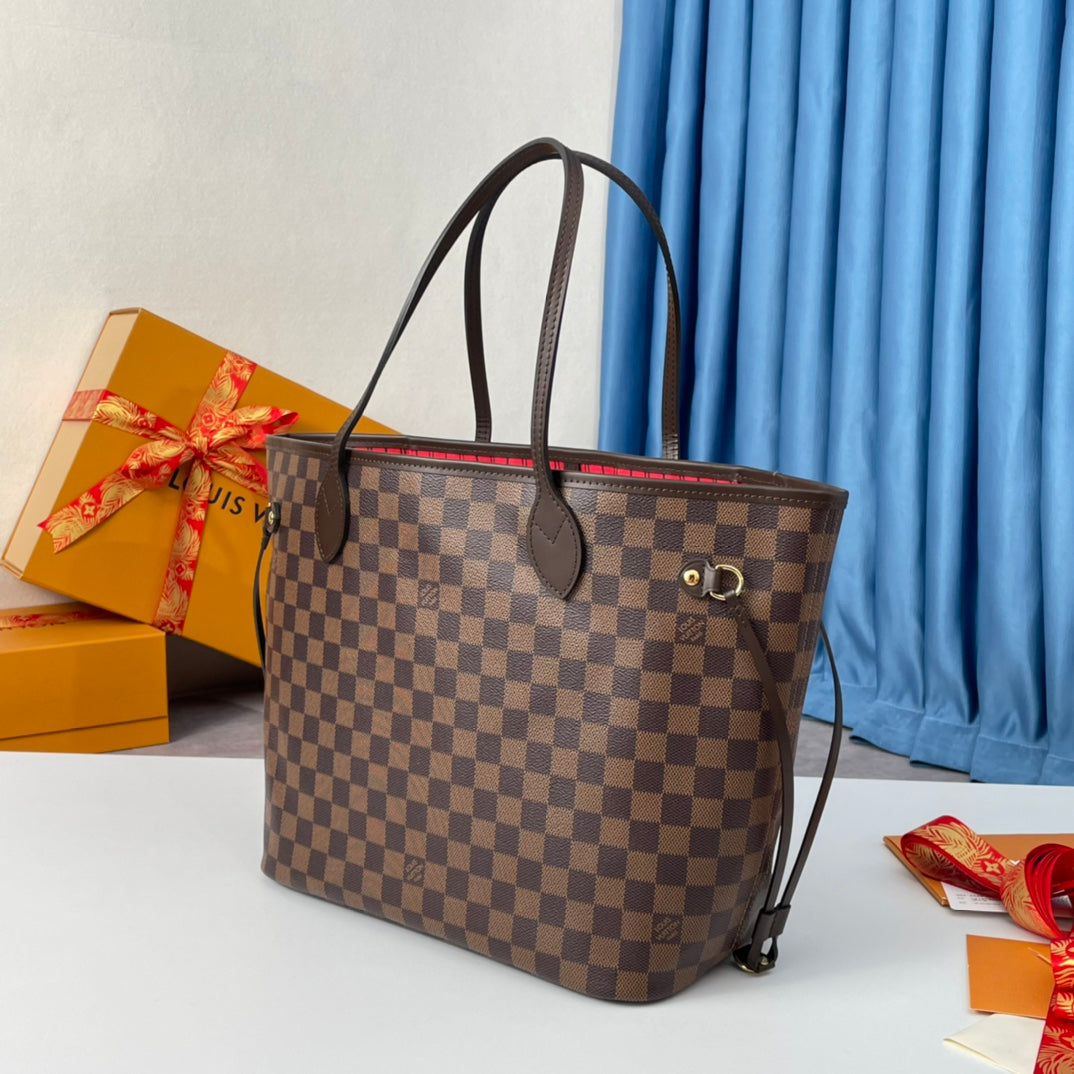 Neverfull MM 32 Brown Red Damier Azur