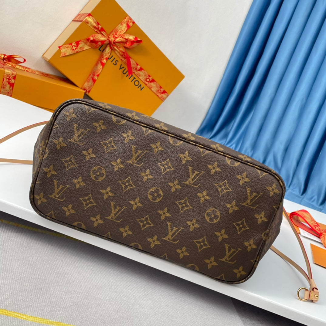 Neverfull MM 32 Brown Beige Pink Monogram Canvas