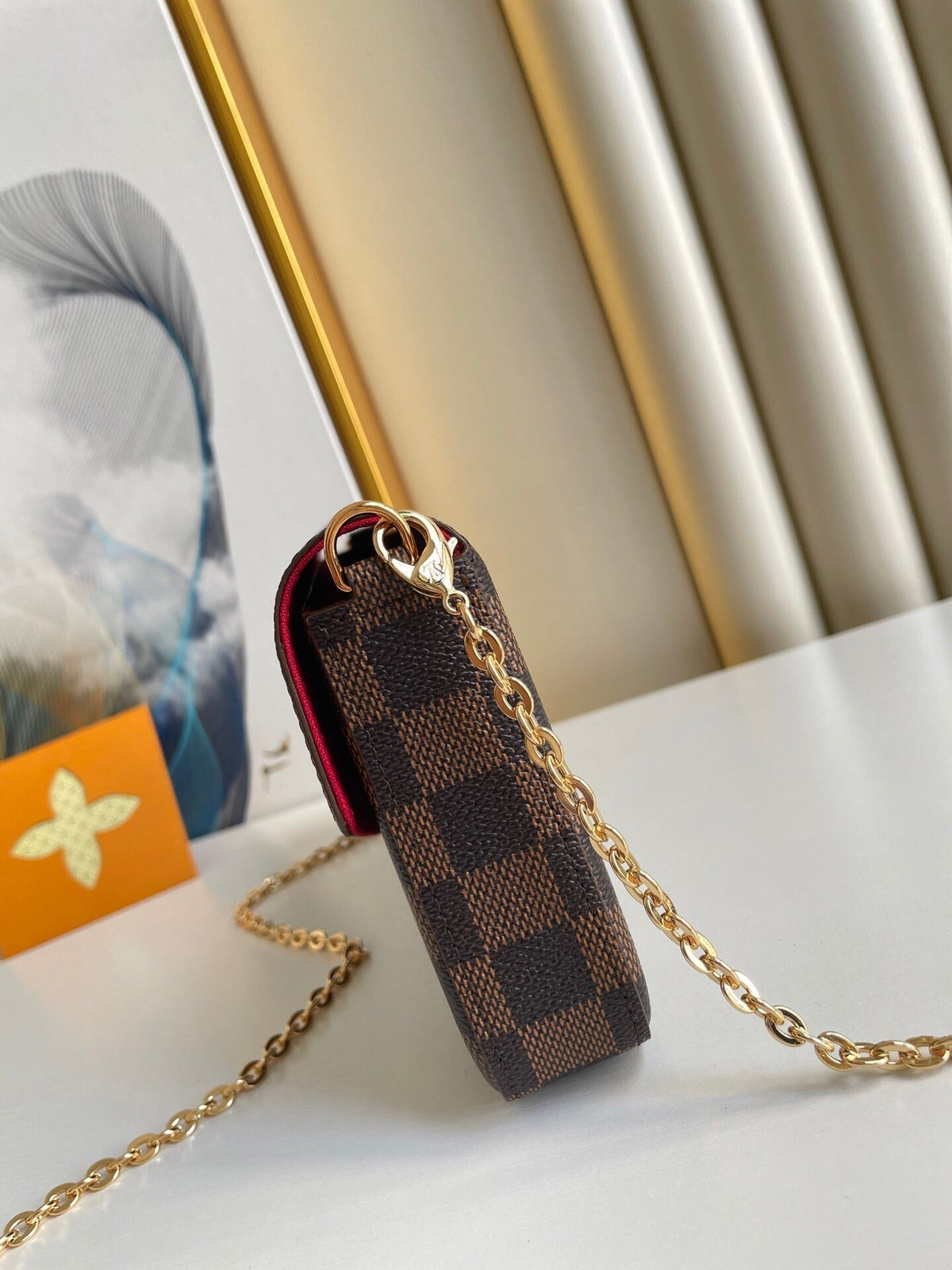 Félicie Pochette 21 in Brown Damier Ebene Coated Canvas Gold Hardware