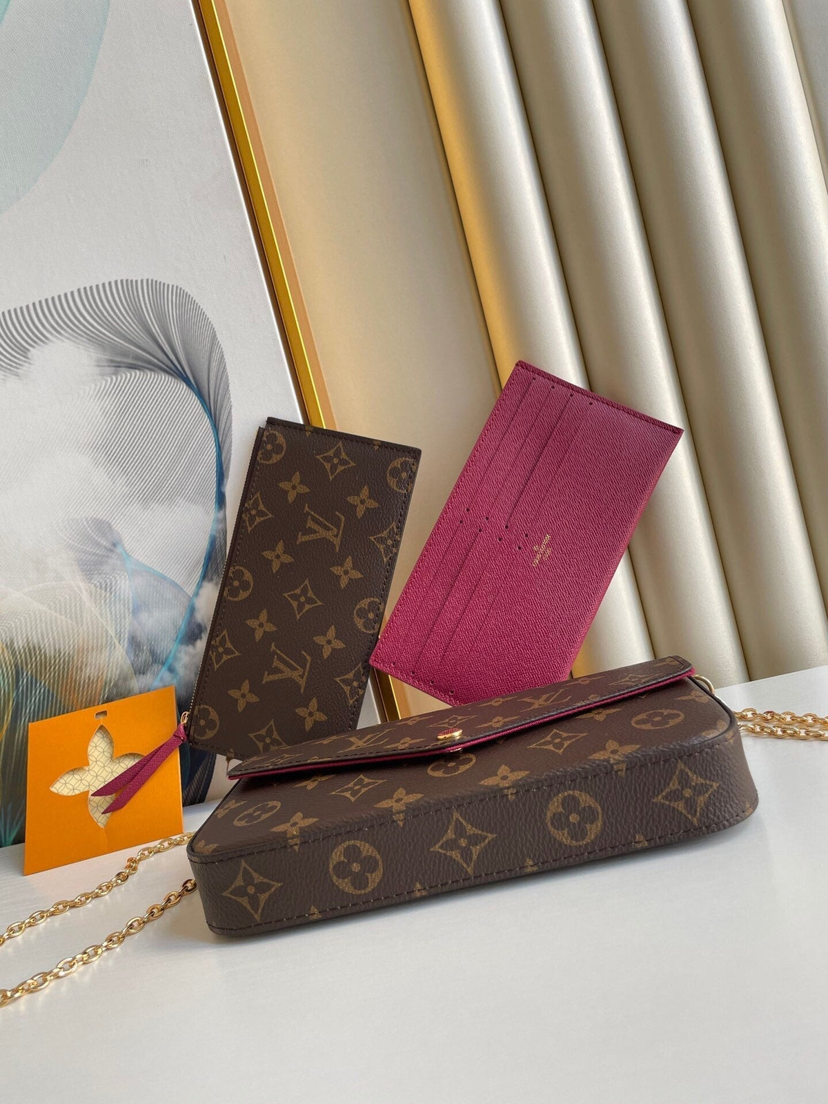 Félicie Pochette 21 in Brown Monogram Canvas Gold Hardware