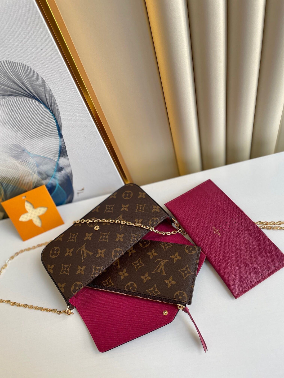 Félicie Pochette 21 in Brown Monogram Canvas Gold Hardware
