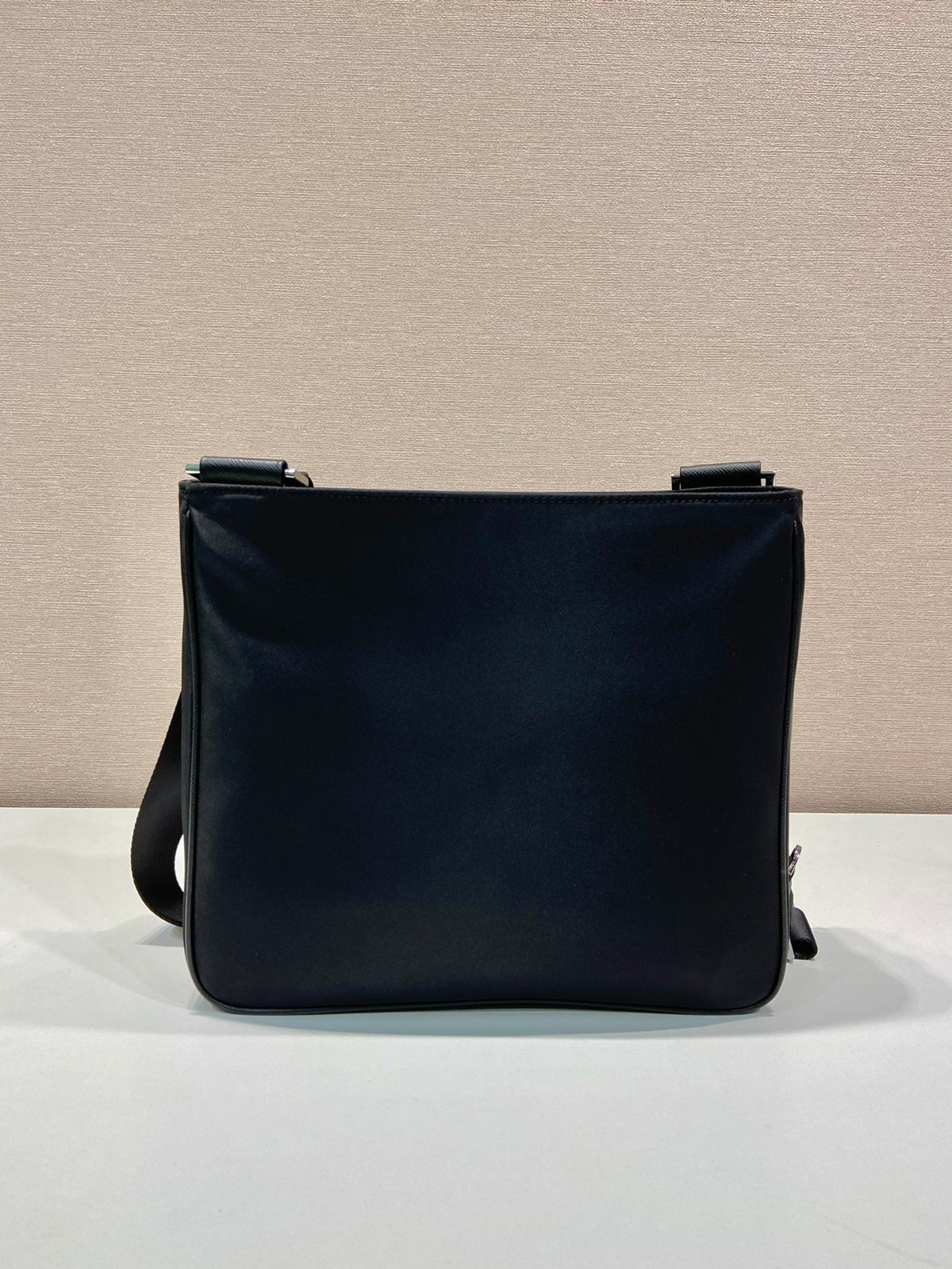 Square Bag 28 in Black Re-nylon and Saffiano Leather Trim