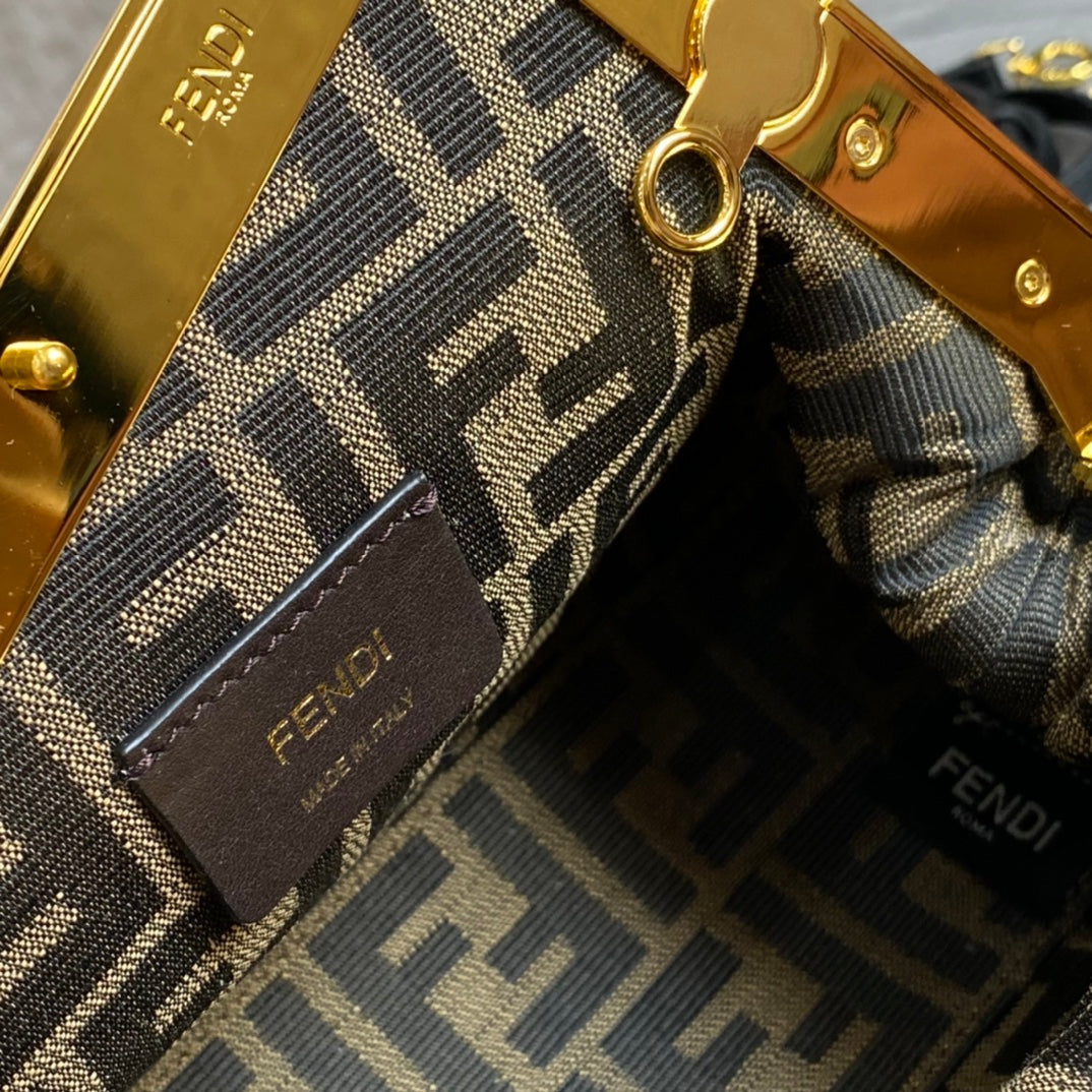 Fend First Mini 26 Bag in Black Wool with Gold Hardware