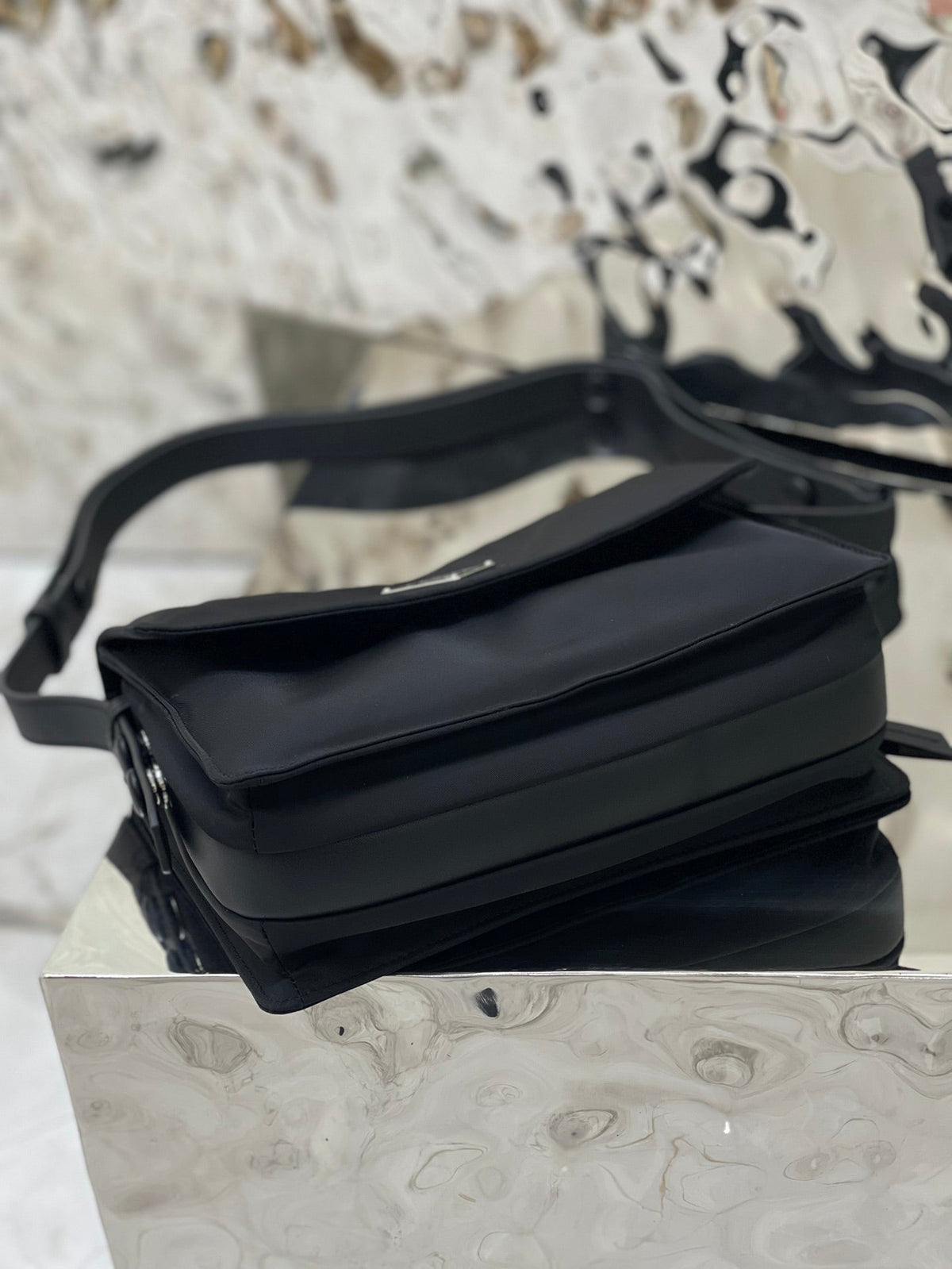 Pra Cini 23 Medium Bag in Black Re-nylon with Strap