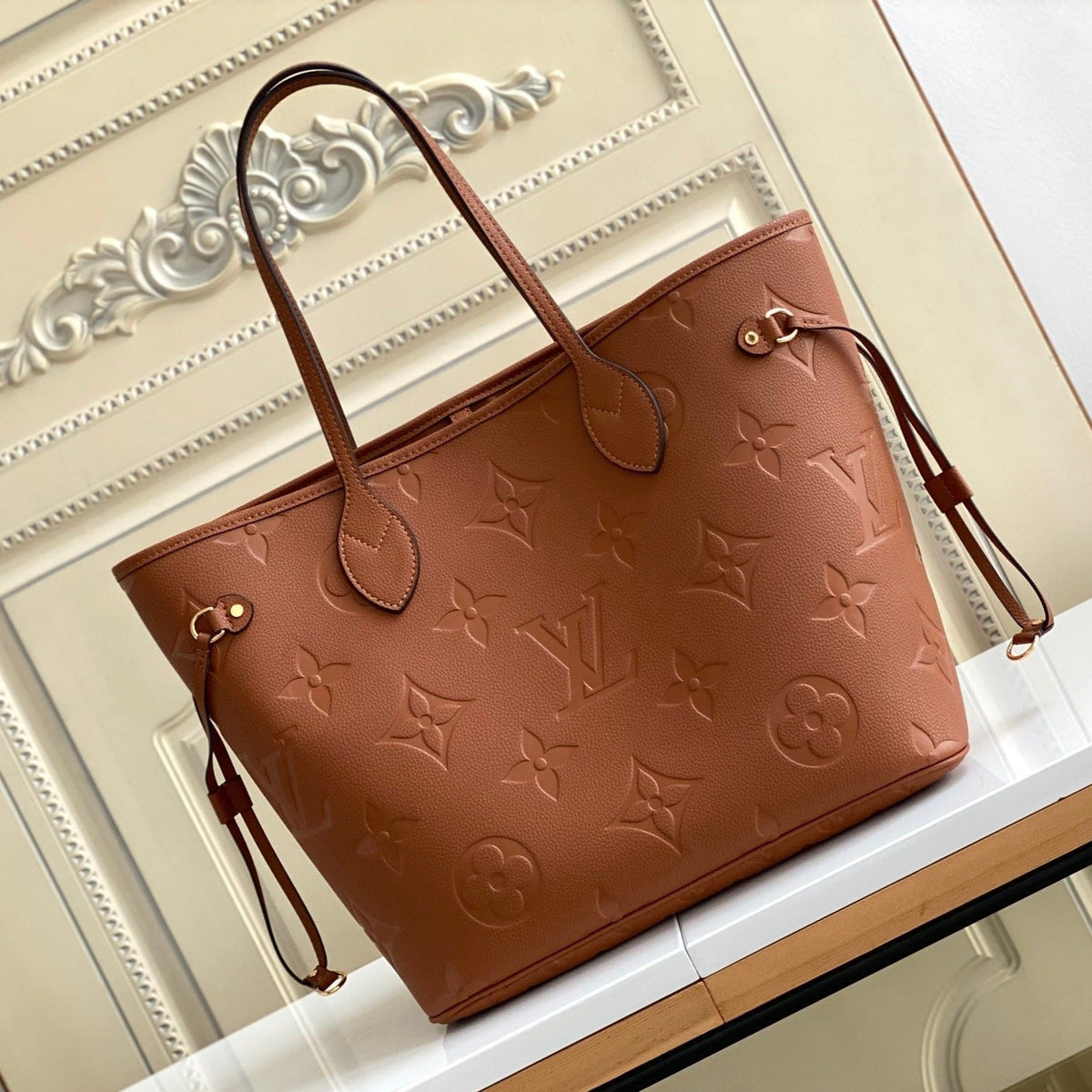Neverfull MM 32 Brown Monogram Empreinte Leather