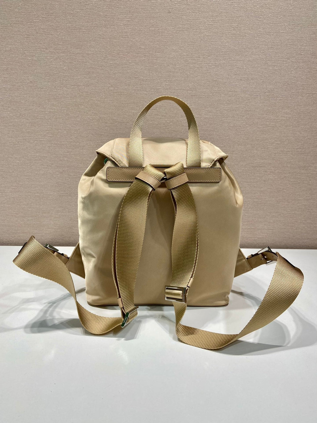 Small Backpack 28 in Shoelace Beige Parachute Fabric