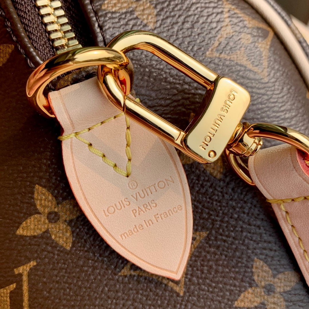 X Yk Speedy Bandoulière 20 in Brown Monogram Coated Canvas and Calfskin