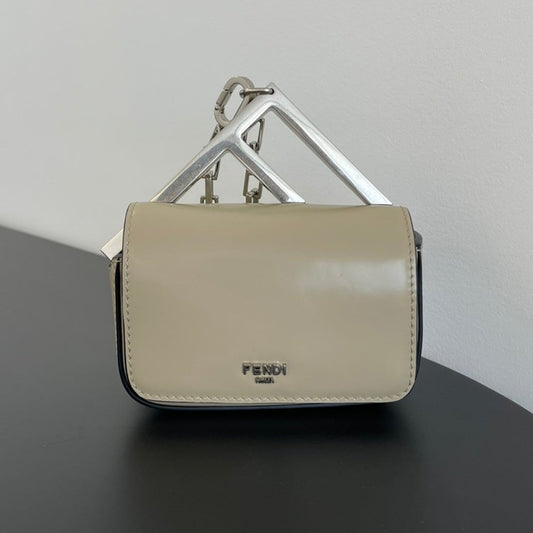 Fend Mini First Sight 13 Bag in Tan Brown Calfskin with Silver Hardware