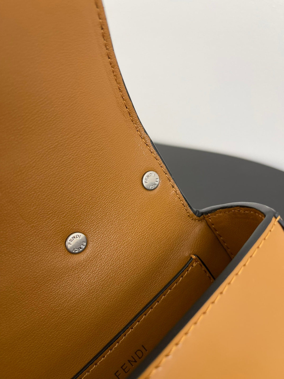 Fend Mini First Sight 13 Bag in Copper Brown Calfskin with Silver Hardware