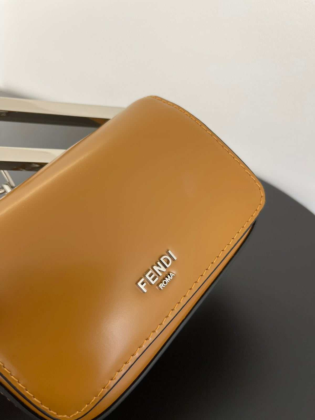 Fend Mini First Sight 13 Bag in Copper Brown Calfskin with Silver Hardware