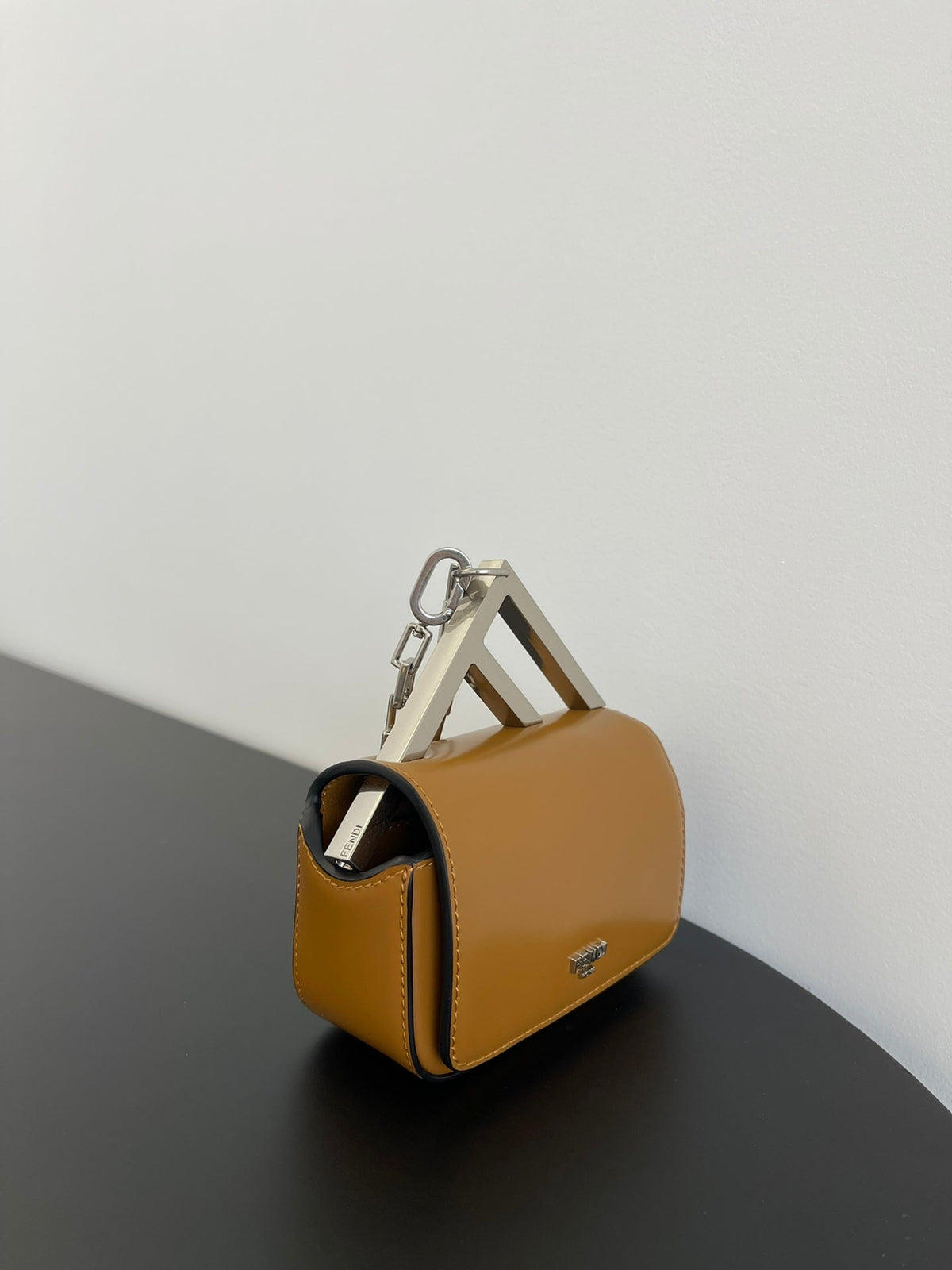 Fend Mini First Sight 13 Bag in Copper Brown Calfskin with Silver Hardware