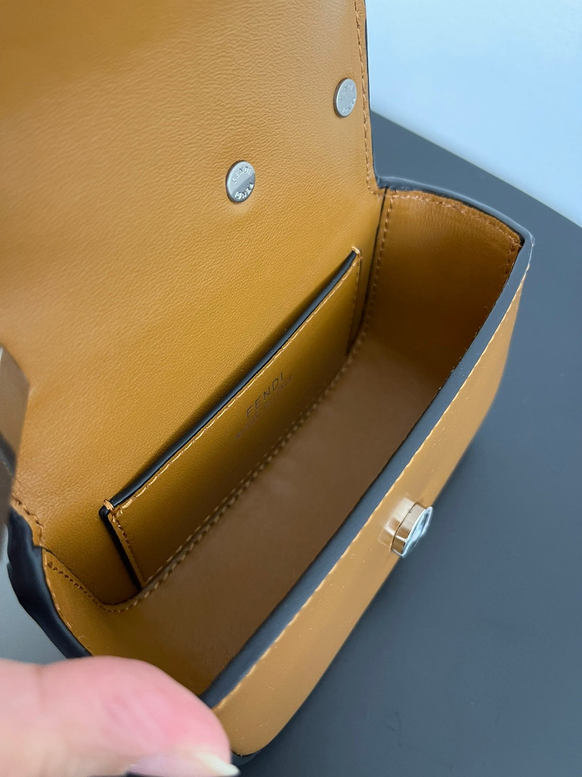 Fend Mini First Sight 13 Bag in Copper Brown Calfskin with Silver Hardware