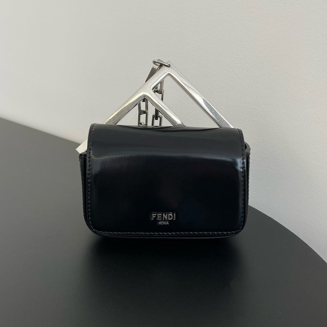 Mini First Sight 13 Bag in Black Calfskin with Silver Hardware