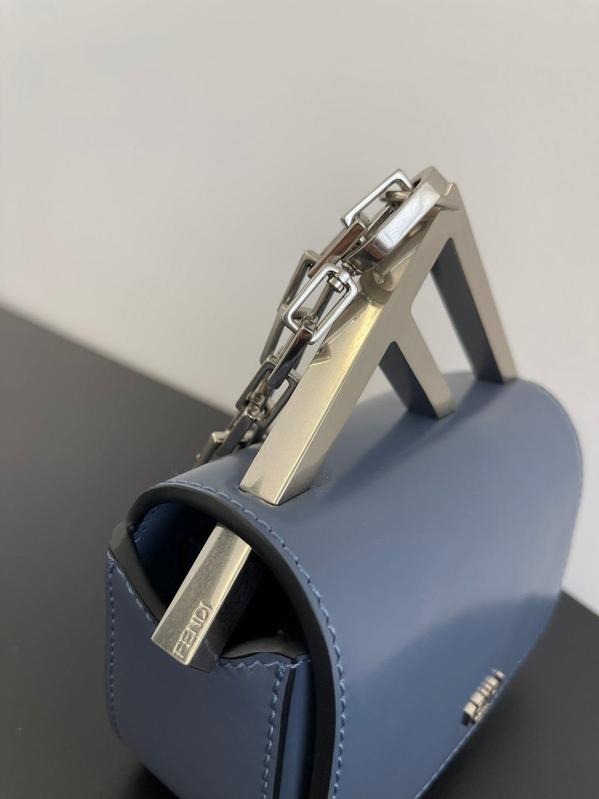 Fend xMini First Sight 13 Bag in Pigeon Blue Calfskin with Silver Hardware