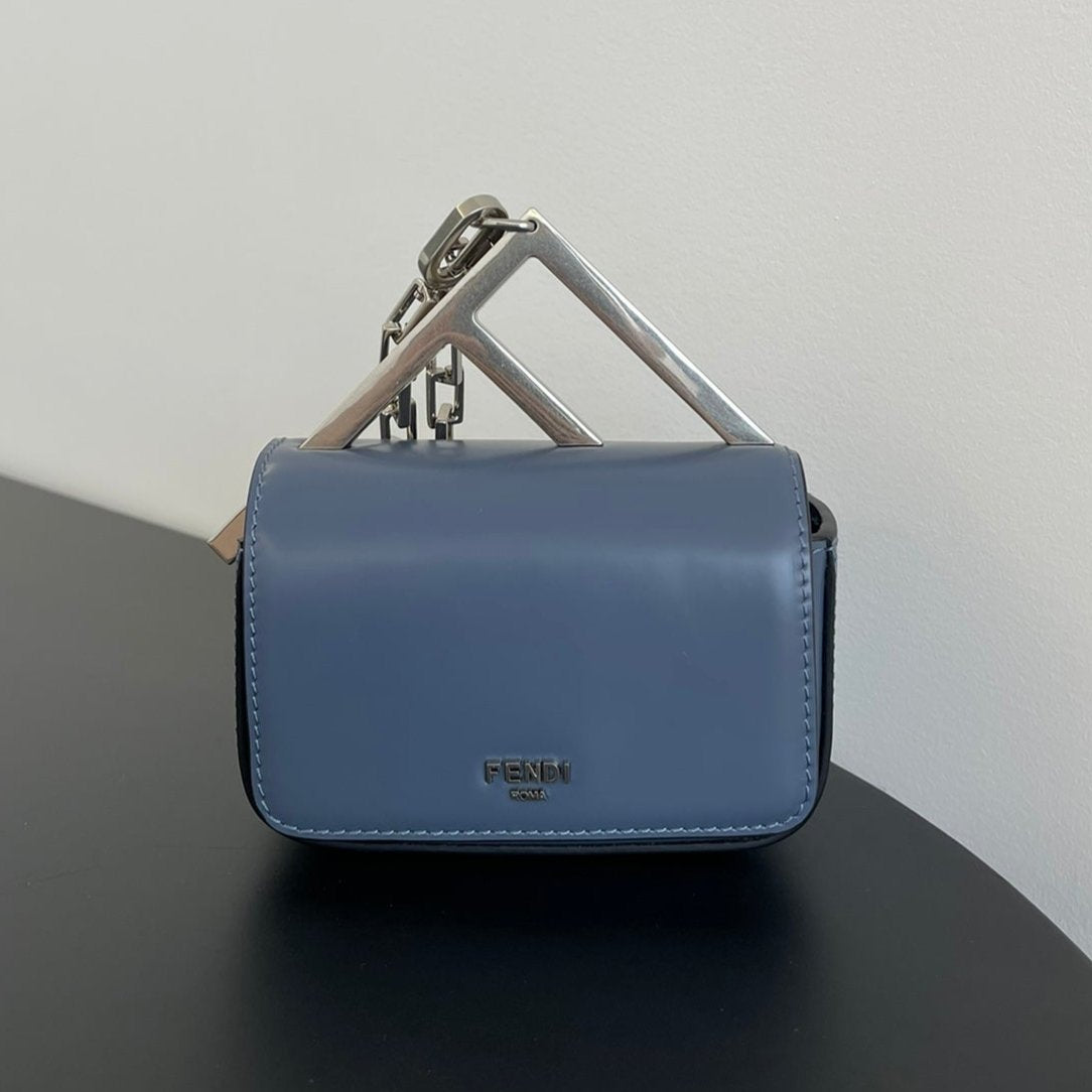 Fend xMini First Sight 13 Bag in Pigeon Blue Calfskin with Silver Hardware