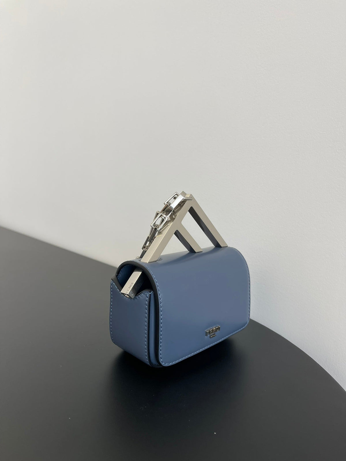 Fend xMini First Sight 13 Bag in Pigeon Blue Calfskin with Silver Hardware