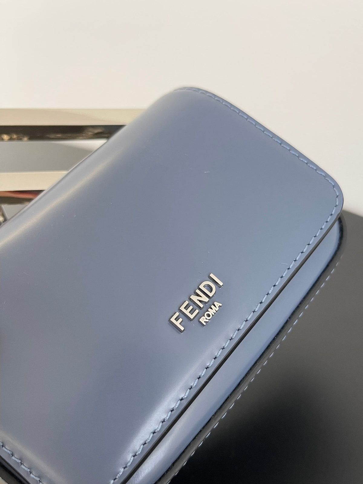 Fend xMini First Sight 13 Bag in Pigeon Blue Calfskin with Silver Hardware