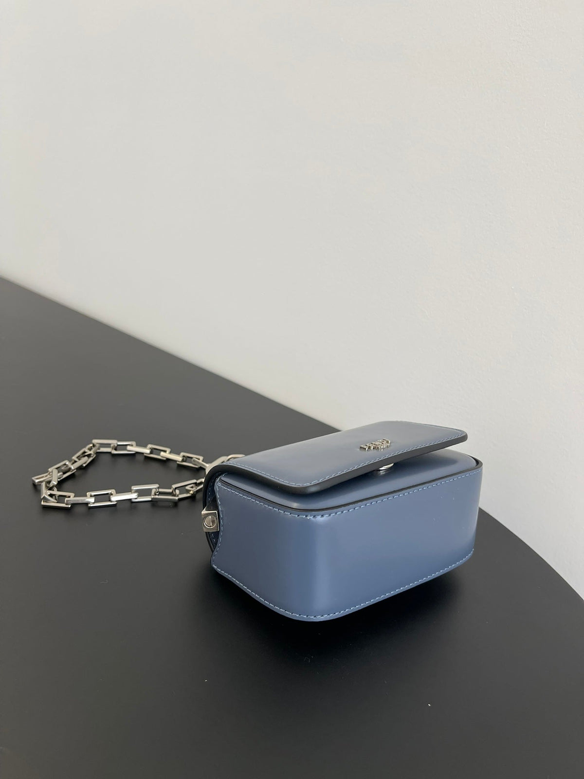 Fend xMini First Sight 13 Bag in Pigeon Blue Calfskin with Silver Hardware