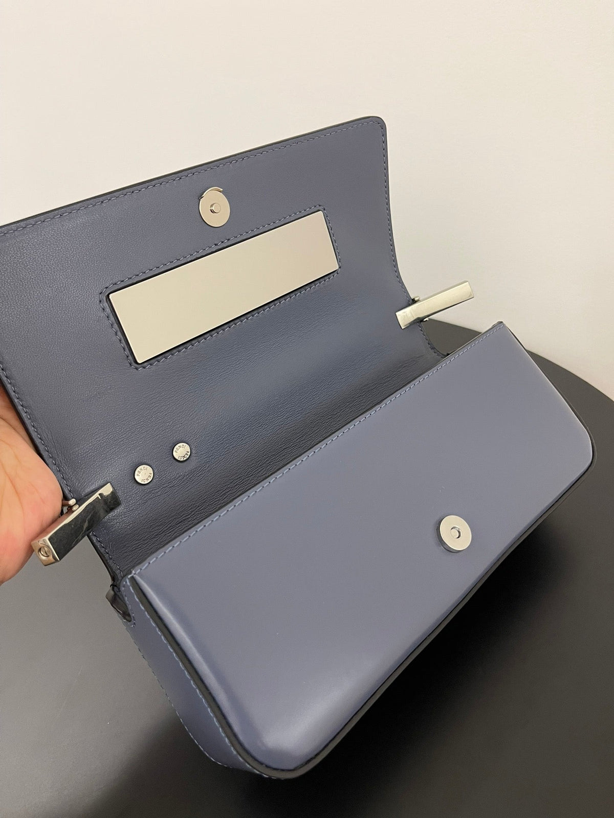 Fend Mini First Sight 23 Bag in Indigo Blue Calfskin with Silver Hardware