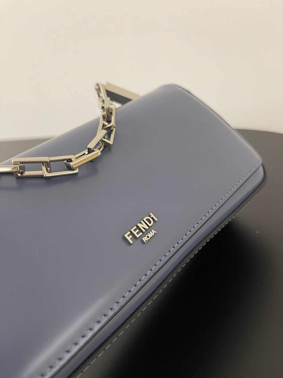 Fend Mini First Sight 23 Bag in Indigo Blue Calfskin with Silver Hardware