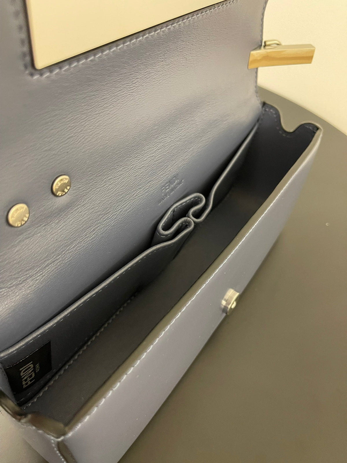 Fend Mini First Sight 23 Bag in Indigo Blue Calfskin with Silver Hardware