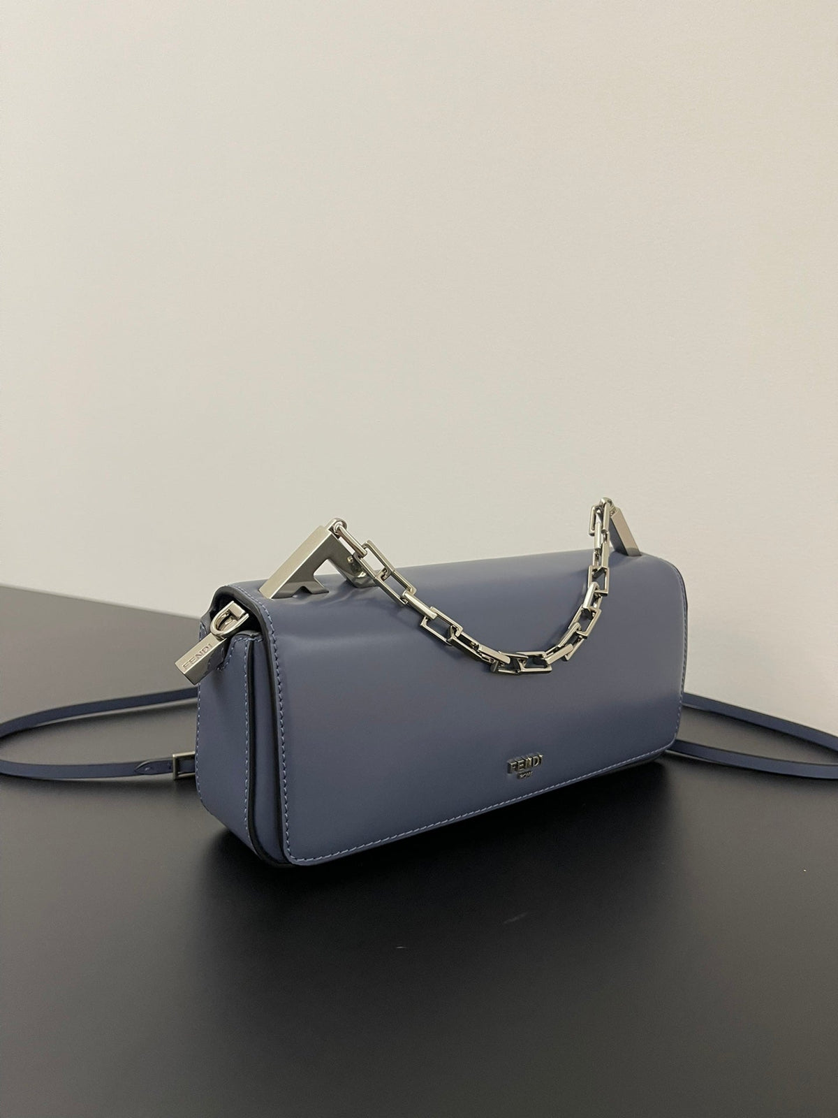 Fend Mini First Sight 23 Bag in Indigo Blue Calfskin with Silver Hardware