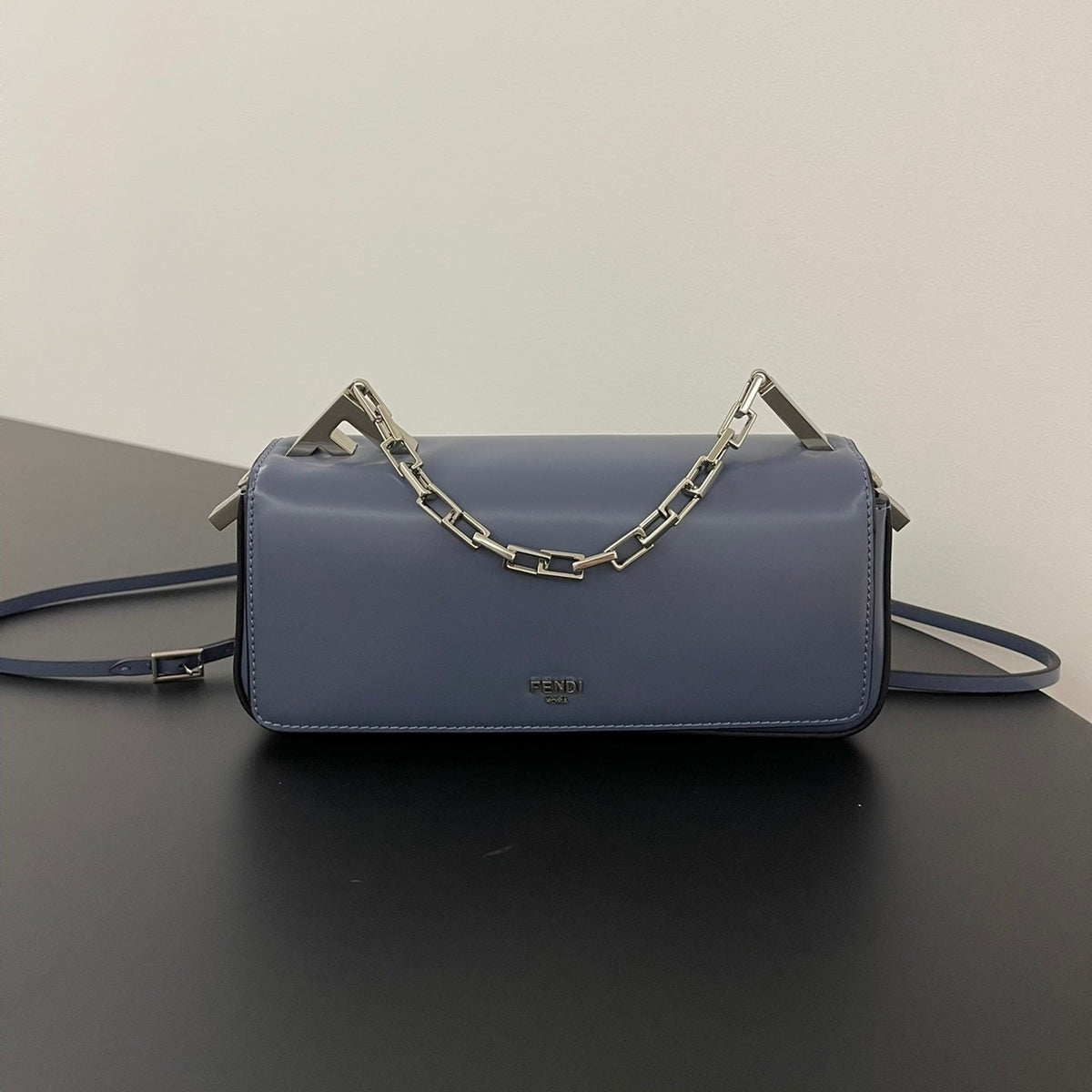 Fend Mini First Sight 23 Bag in Indigo Blue Calfskin with Silver Hardware