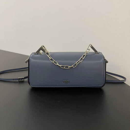 Fend Mini First Sight 23 Bag in Indigo Blue Calfskin with Silver Hardware